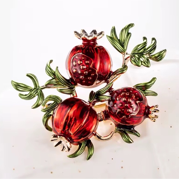 Betsey Johnson Longevity Red Pomegranate Brooch - Picture 5 of 7